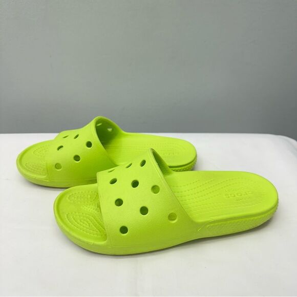 Crocs Kids Lime Bright Green Slides Sandals boys 3 - Picture 1 of 6